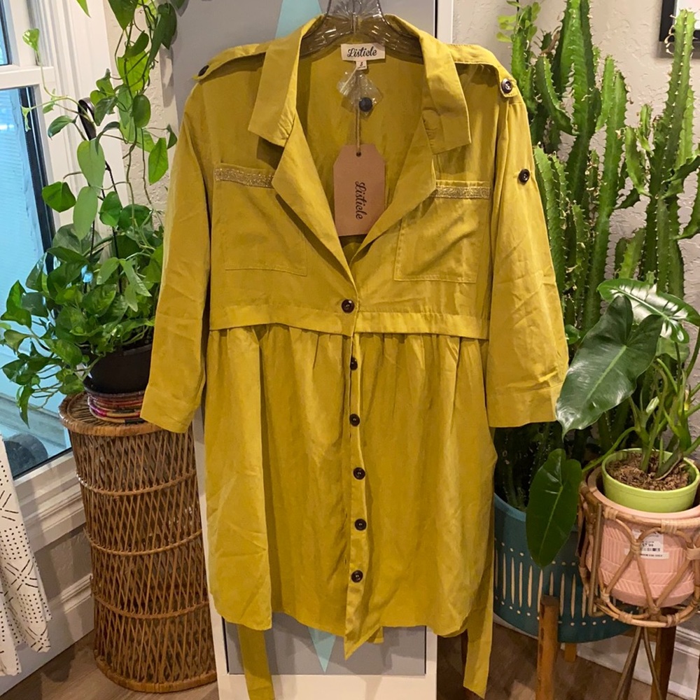 Listicle size small suede chartreuse dress/jacket/kimono